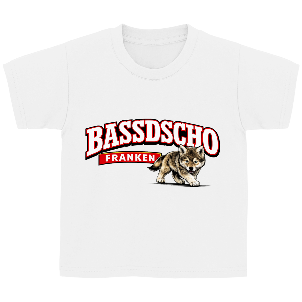 Kinder Basic T-Shirt Bassdscho Franken Wolf Blick vorne