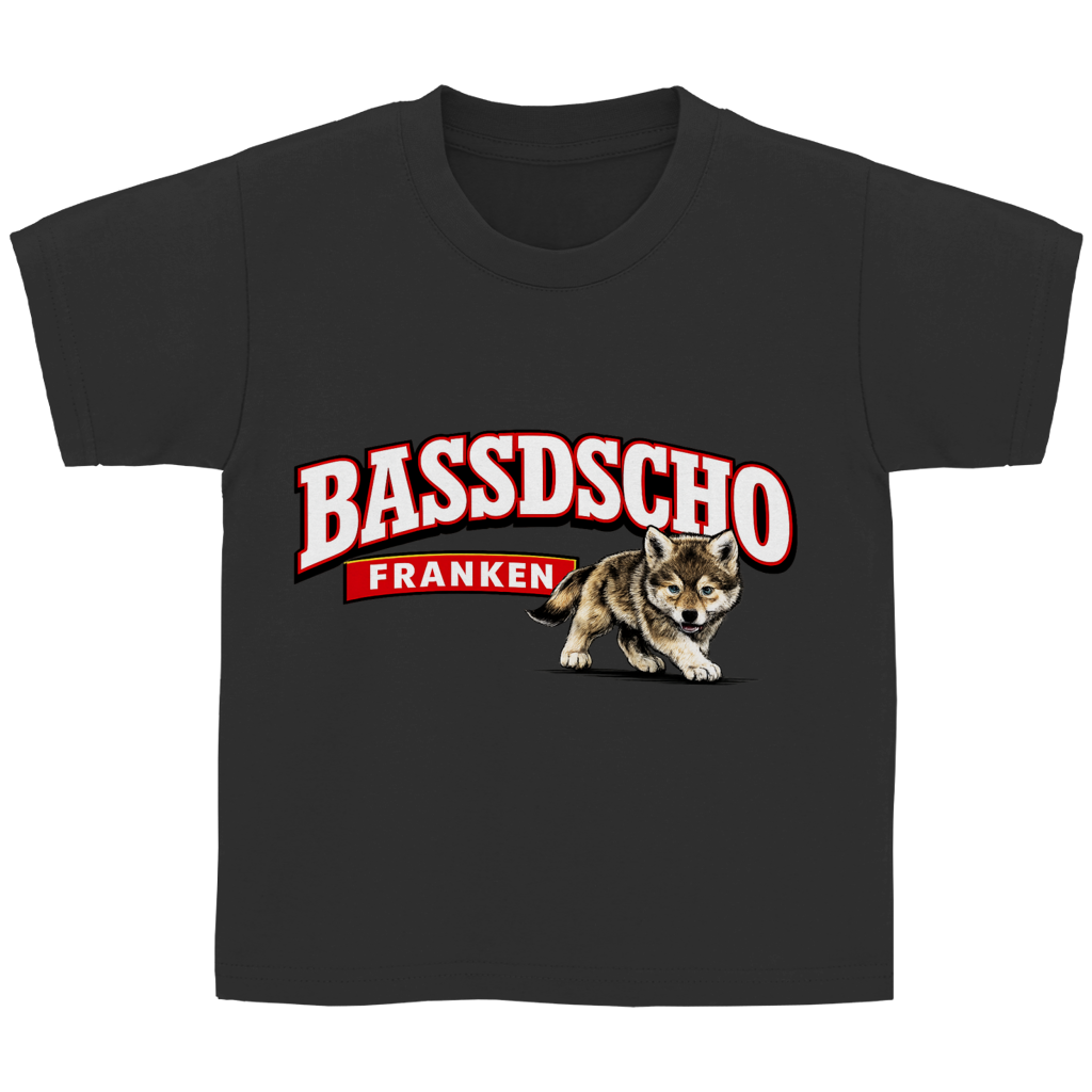 Kinder Basic T-Shirt Bassdscho Franken Wolf Blick vorne