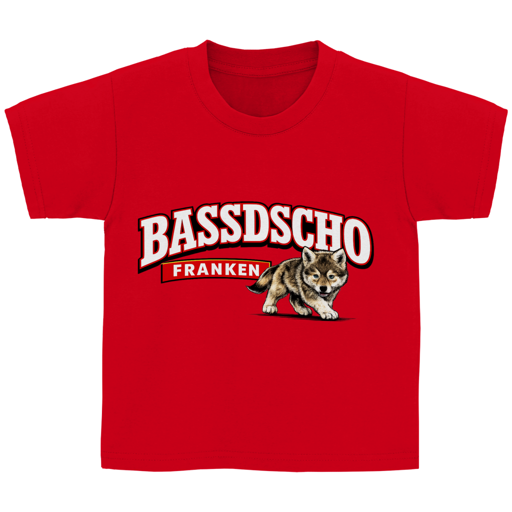 Kinder Basic T-Shirt Bassdscho Franken Wolf Blick vorne