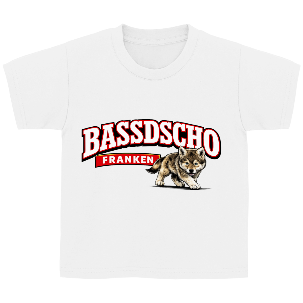 Kinder Basic T-Shirt Bassdscho Franken Wolf Blick vorne