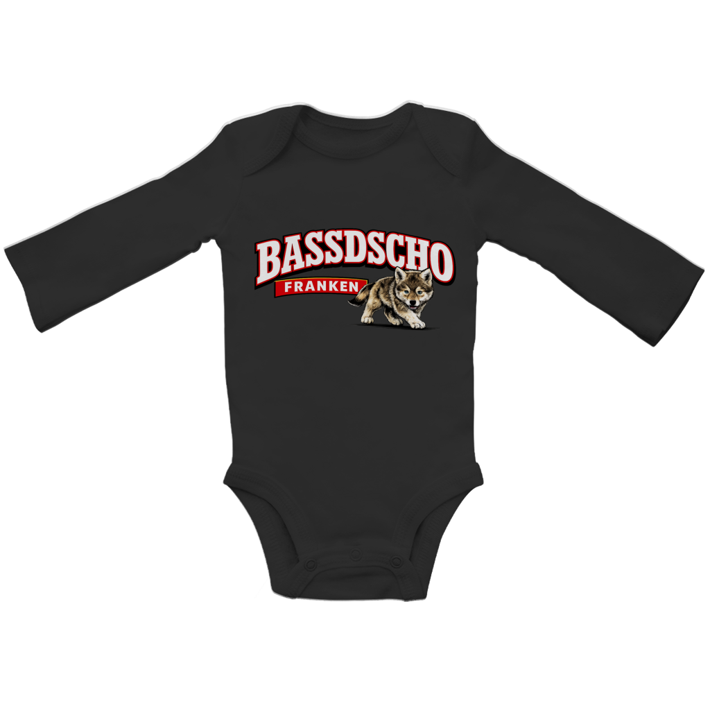 Baby Bio Bodysuite Langarm Bassdscho Franken Wolf Blick vorne