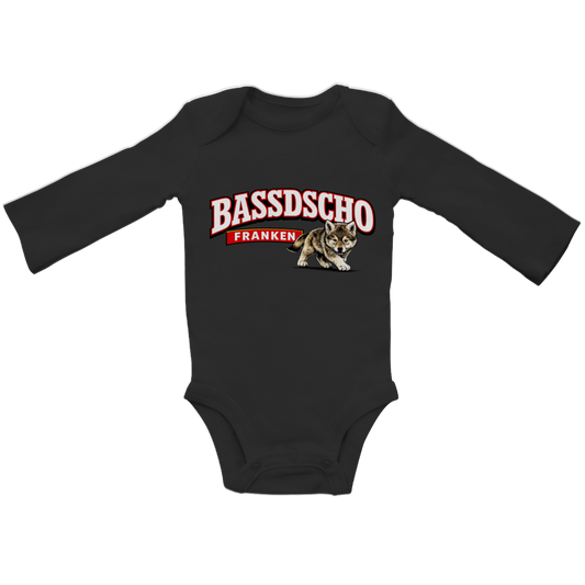Baby Bio Bodysuite Langarm Bassdscho Franken Wolf Blick vorne