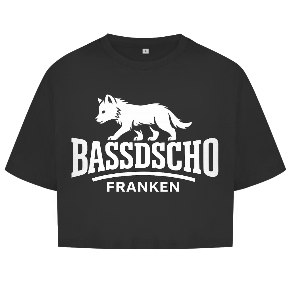 Damen Oversize Crop Top Bassdscho Franken 1 weiß