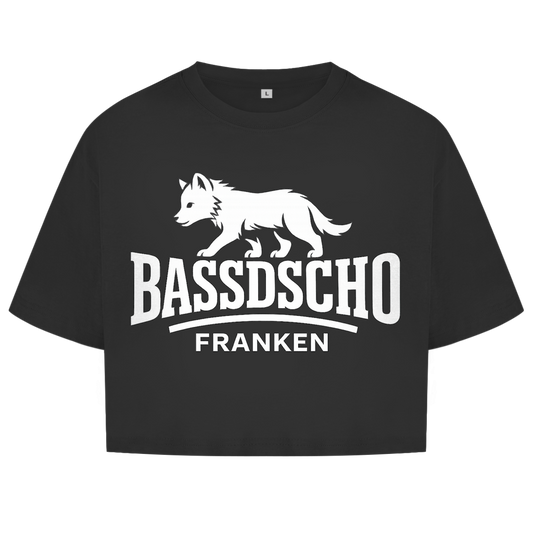Damen Oversize Crop Top Bassdscho Franken 1 weiß