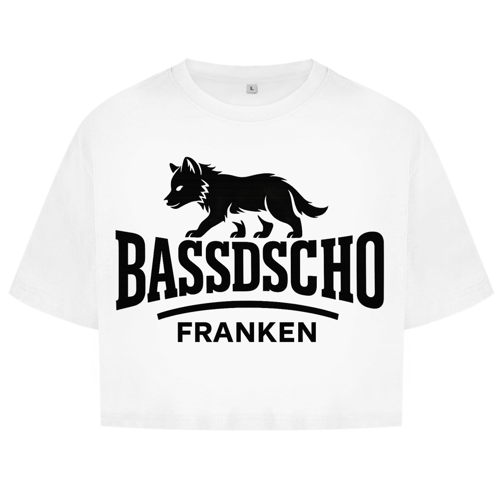 Damen Oversize Crop Top Bassdscho Franken 1 schwarz