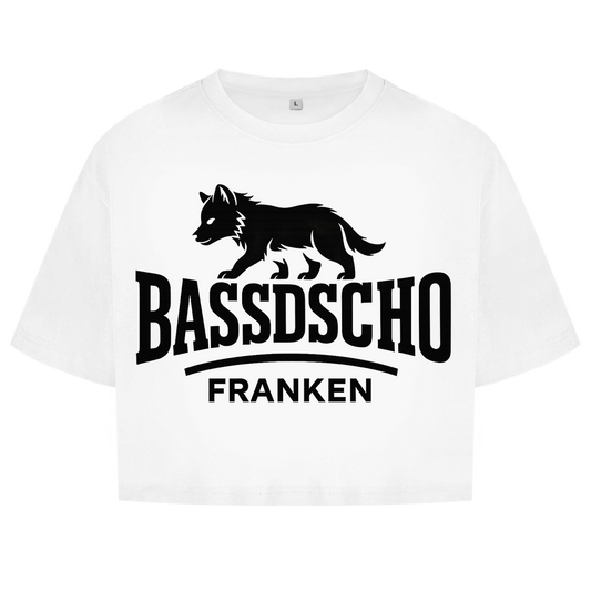 Damen Oversize Crop Top Bassdscho Franken 1 schwarz