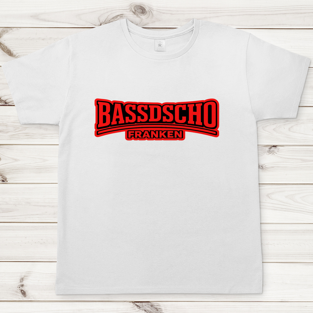 Herren T-Shirt Bassdscho rot und rot umrandet
