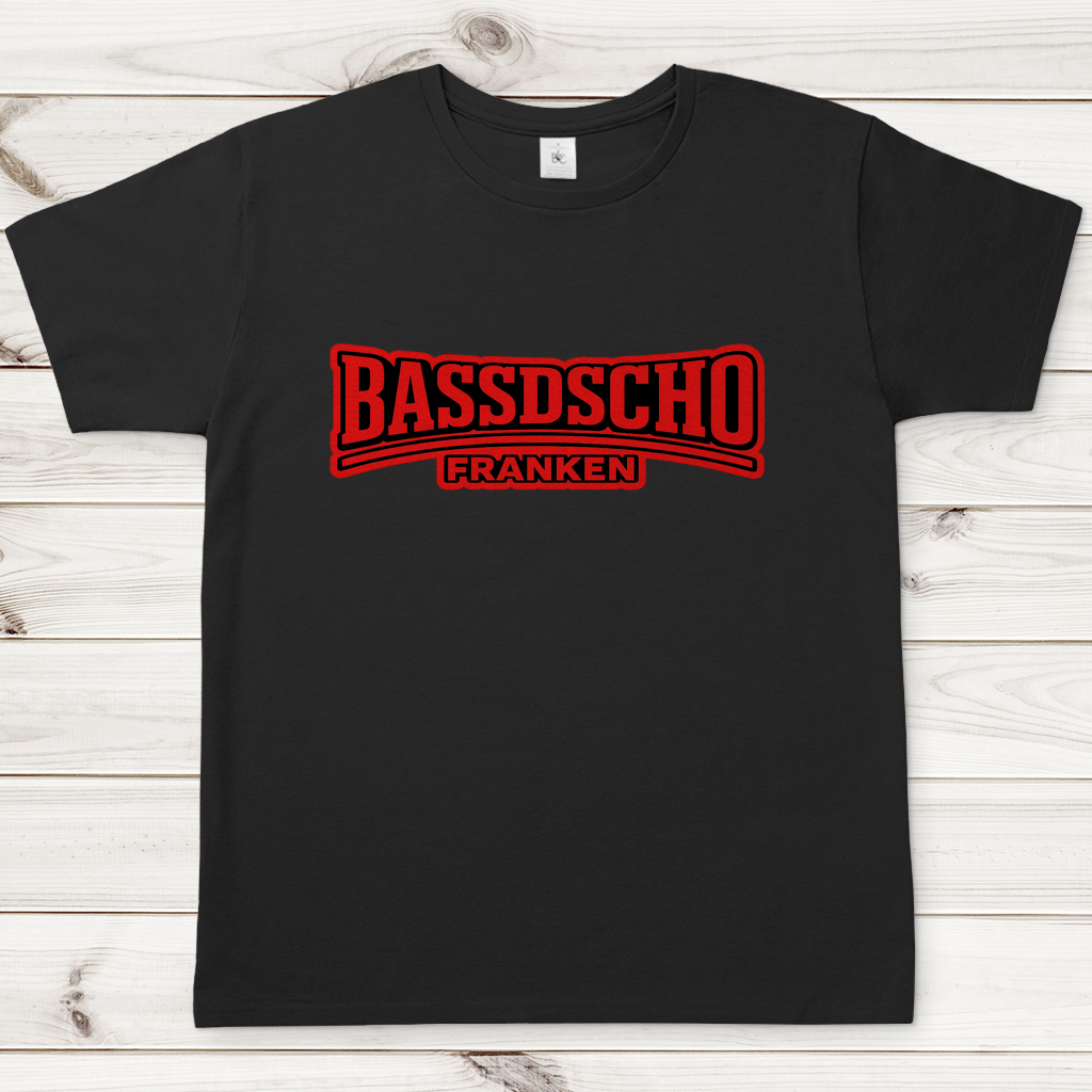 Herren T-Shirt Bassdscho rot und rot umrandet