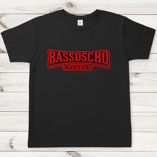 Herren T-Shirt Bassdscho rot und rot umrandet