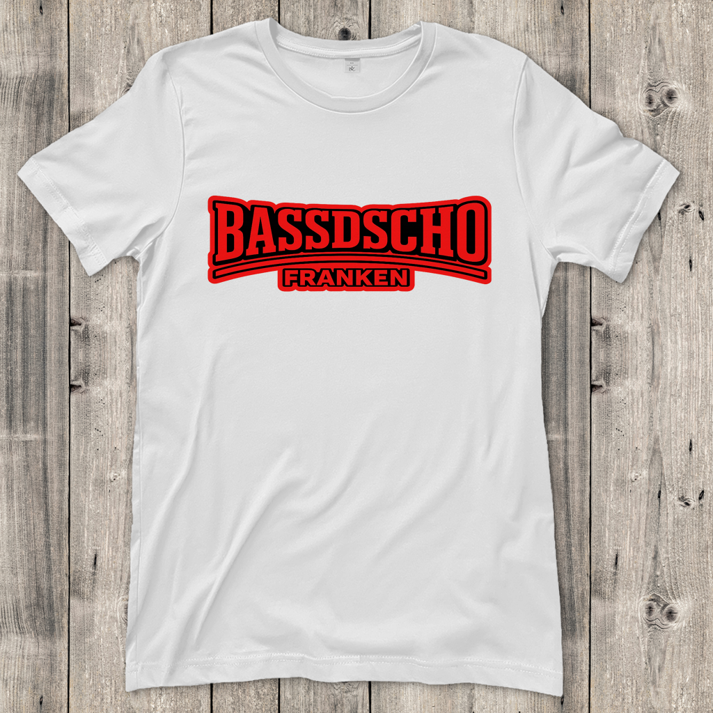 Damen T-Shirt Bassdscho rot und rot umrandet