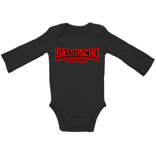 Baby Bio Bodysuite Langarm Bassdscho rot und rot umrandet