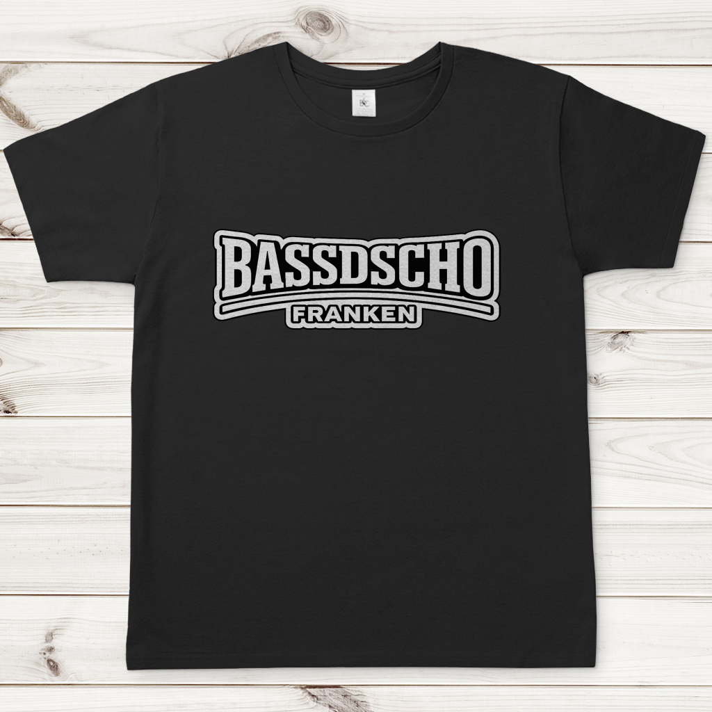 Herren T-Shirt Bassdscho weiß und weiß umrandet