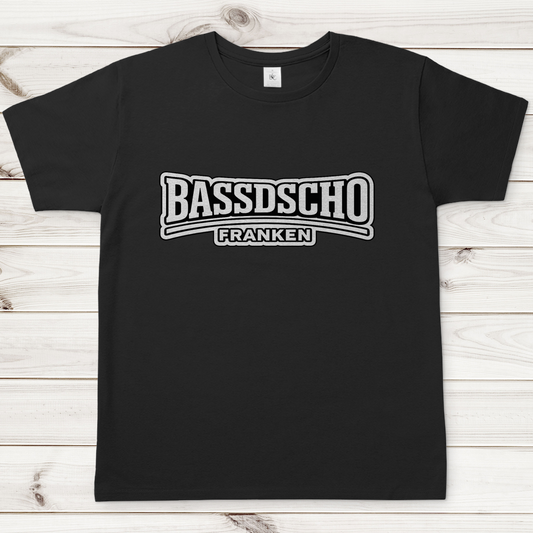 Herren T-Shirt Bassdscho weiß und weiß umrandet