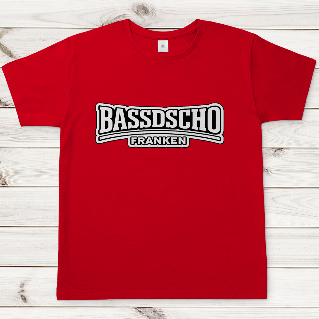 Herren T-Shirt Bassdscho weiß und weiß umrandet