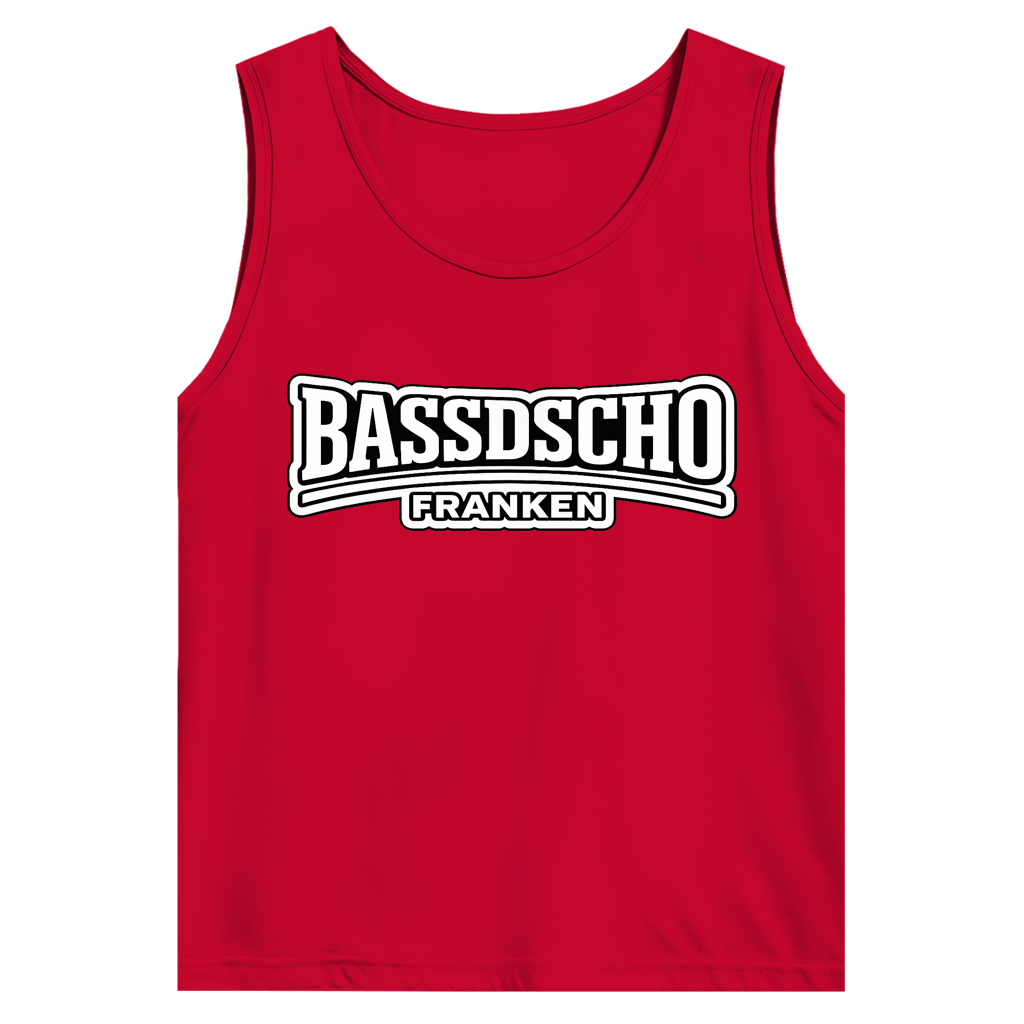 Herren Basic Tank Top Bassdscho weiß und weiß umrandet