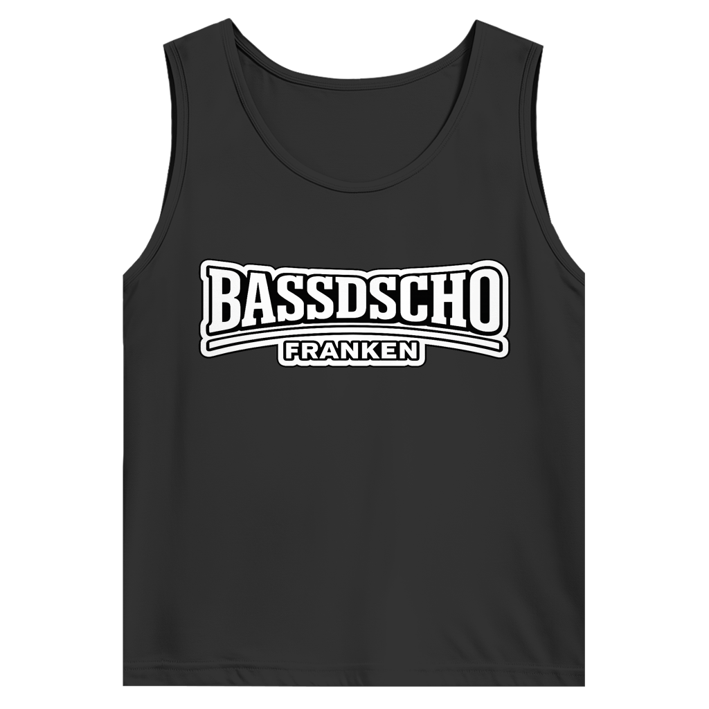 Herren Basic Tank Top Bassdscho weiß und weiß umrandet