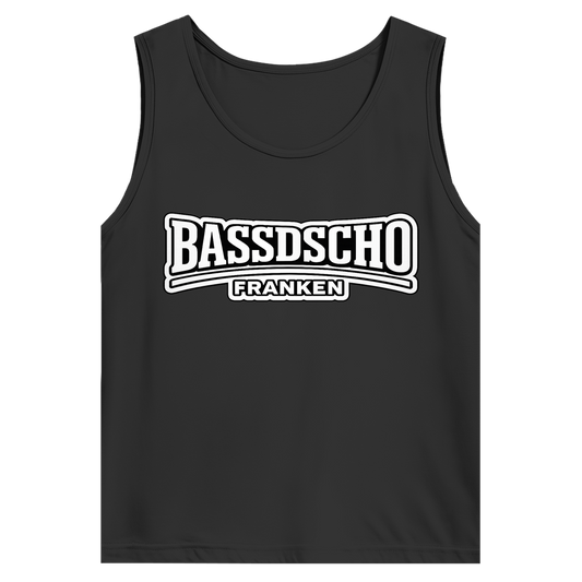 Herren Basic Tank Top Bassdscho weiß und weiß umrandet