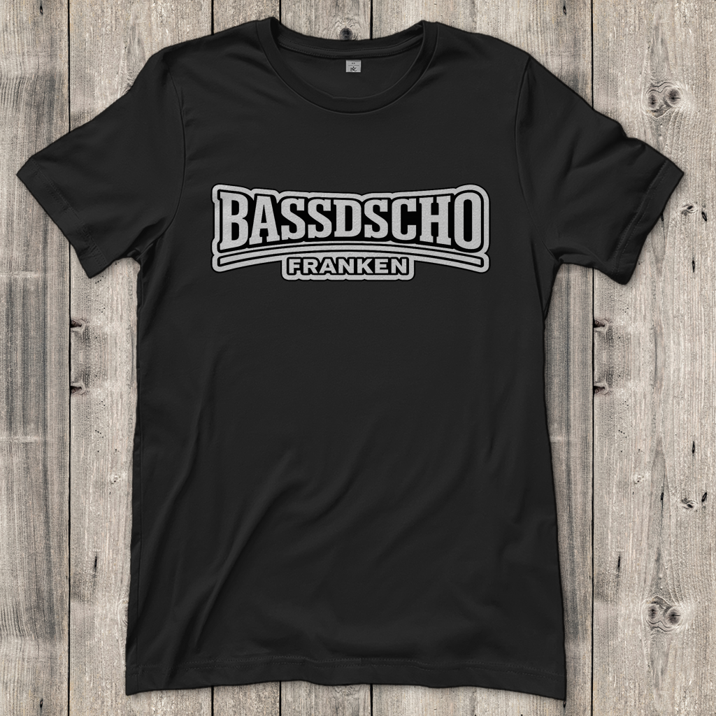 Damen T-Shirt Bassdscho weiß und weiß umrandet