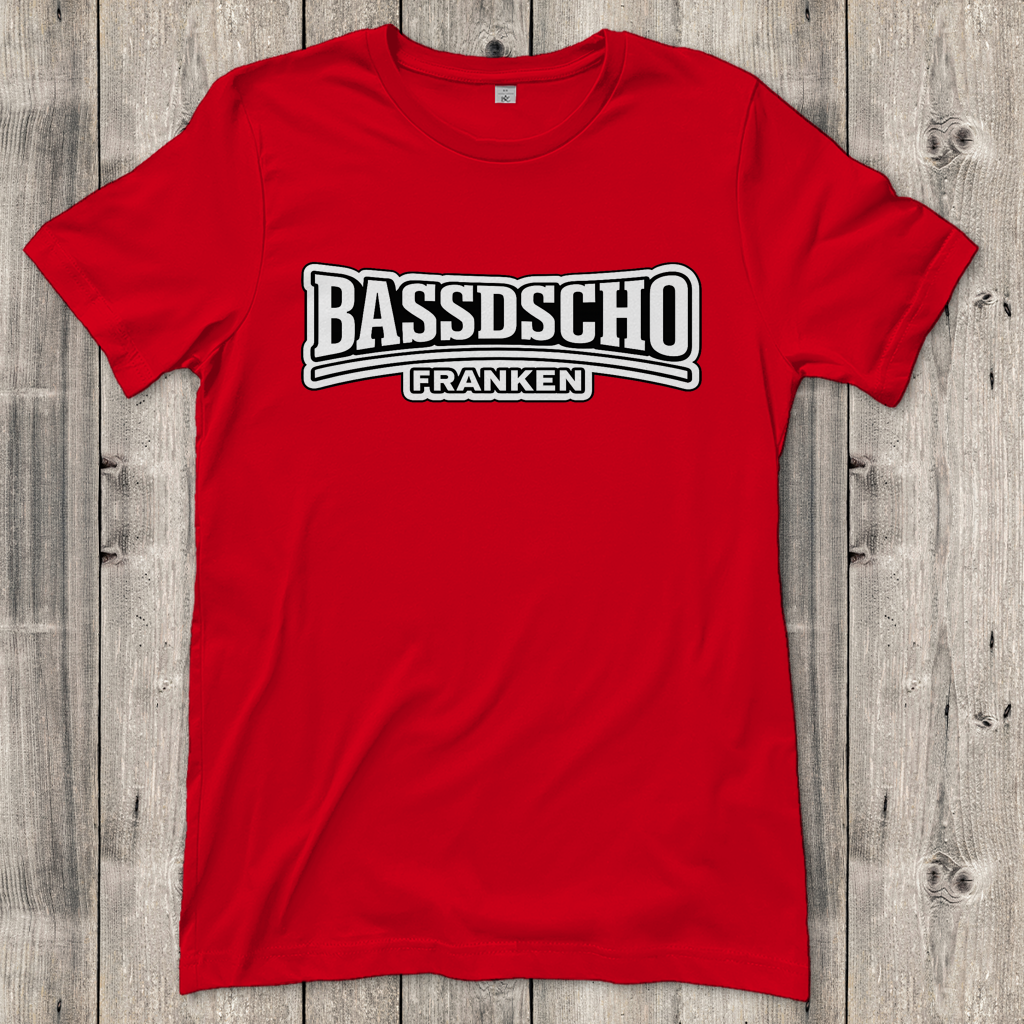 Damen T-Shirt Bassdscho weiß und weiß umrandet