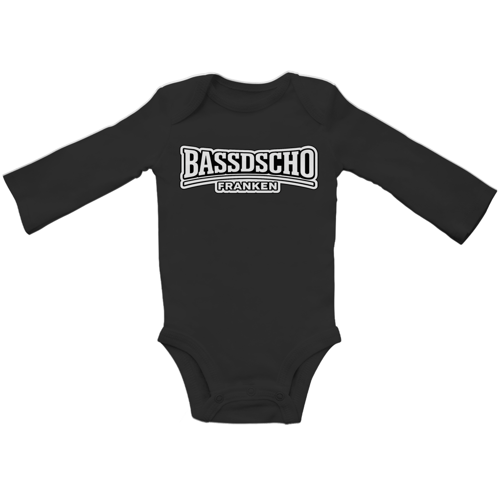 Baby Bio Bodysuite Langarm Bassdscho weiß und weiß umrandet