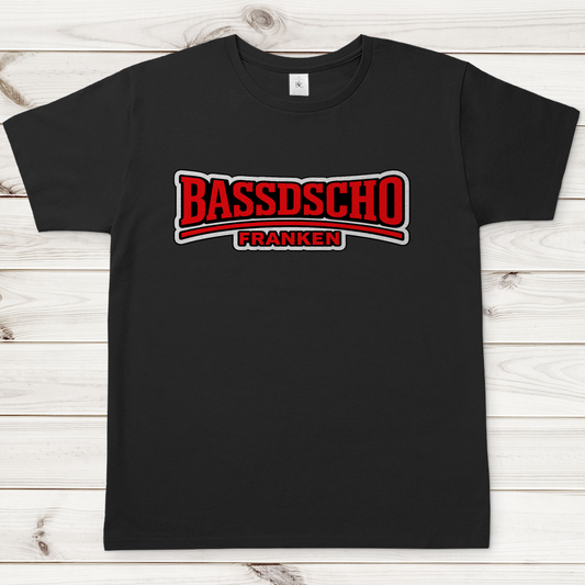 Herren T-Shirt Bassdscho rot und weiß umrandet