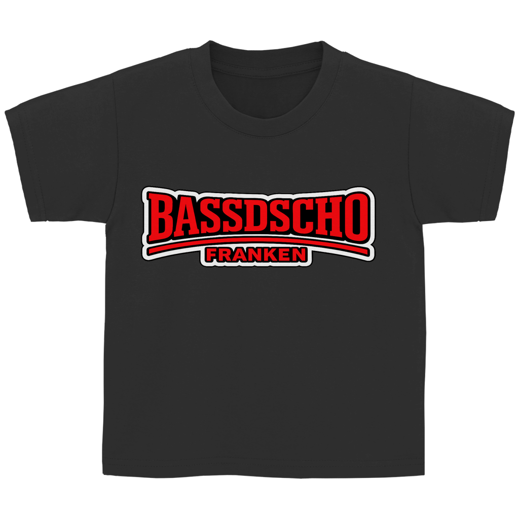 Kinder Basic T-Shirt Bassdscho rot und weiß umrandet