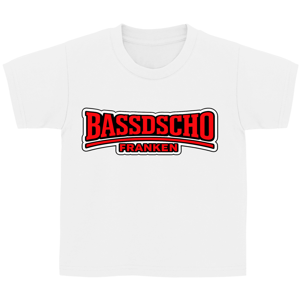 Kinder Basic T-Shirt Bassdscho rot und weiß umrandet