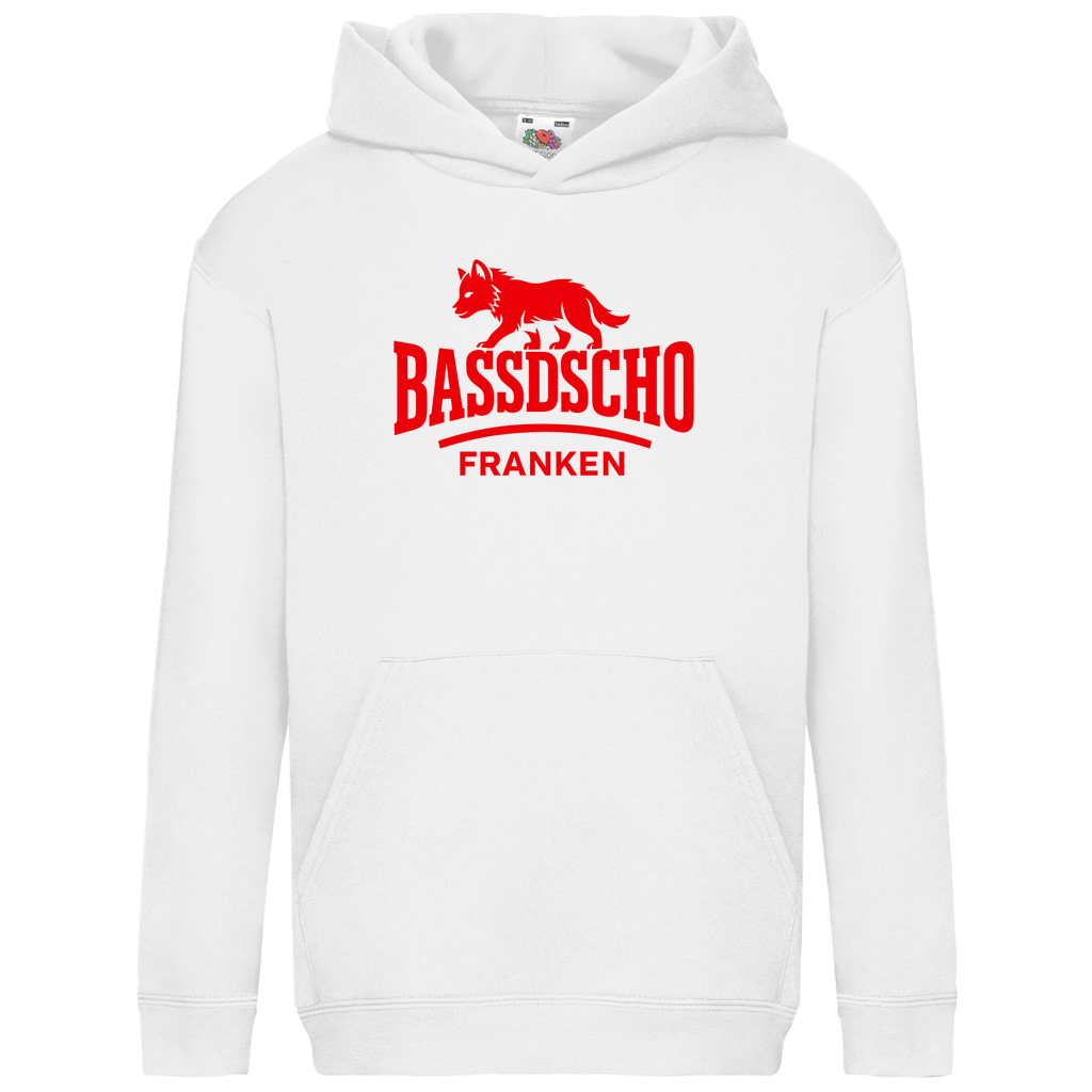 Kids Basic Hoodie Bassdscho Franken Wolf Rot strich kurz