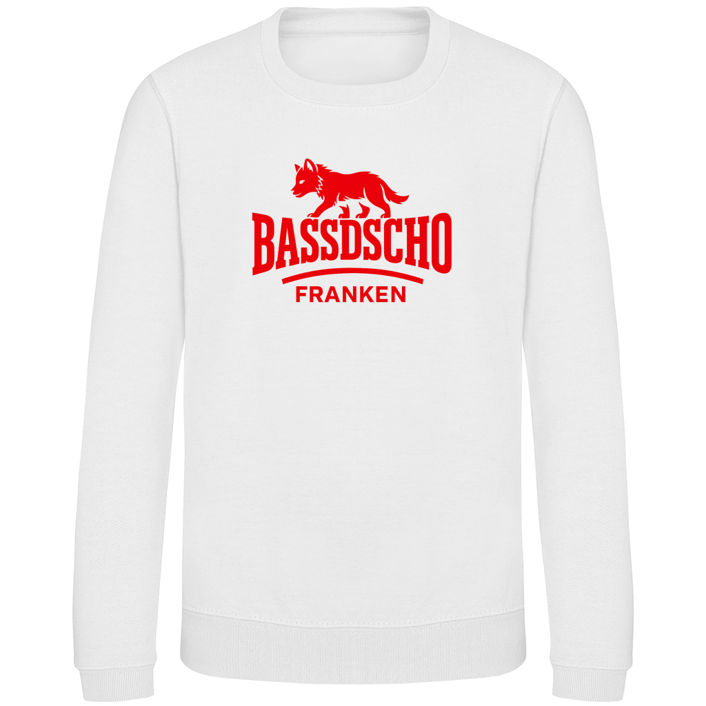 Kinder Sweatshirt Bassdscho Franken Wolf Rot strich kurz