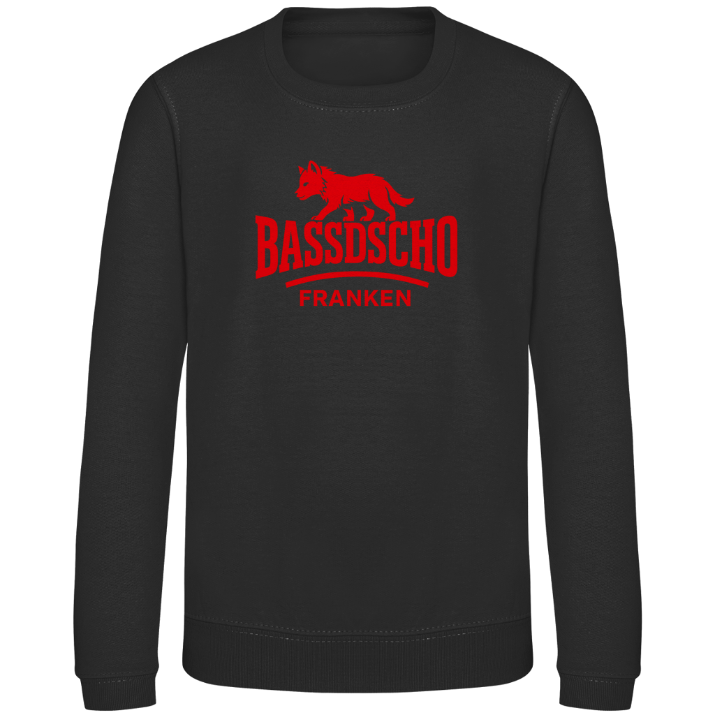 Kinder Sweatshirt Bassdscho Franken Wolf Rot strich kurz