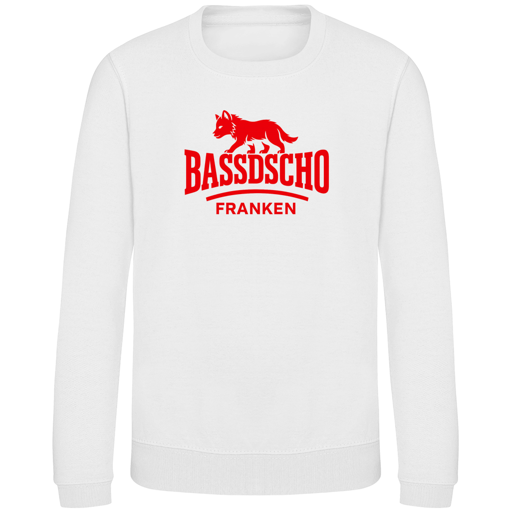 Kinder Sweatshirt Bassdscho Franken Wolf Rot strich kurz