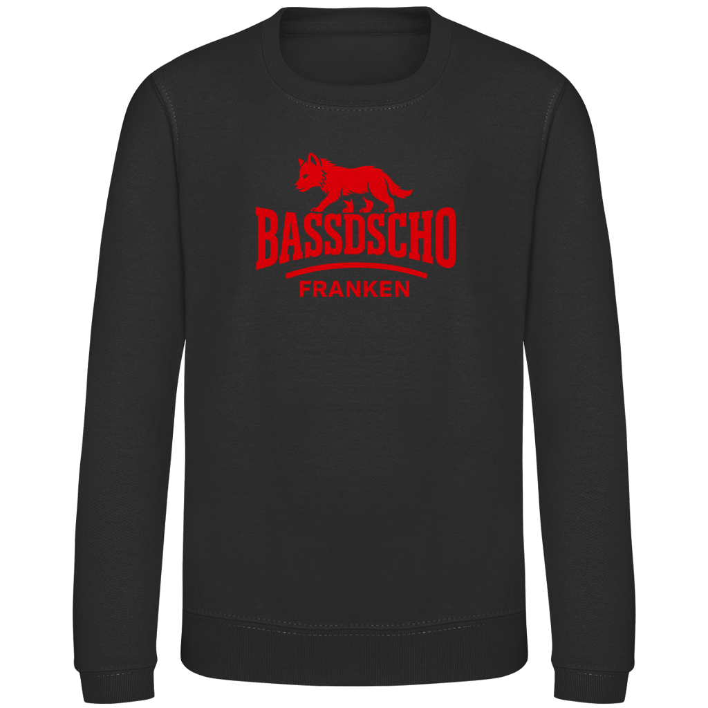 Kinder Sweatshirt Bassdscho Franken Wolf Rot strich kurz