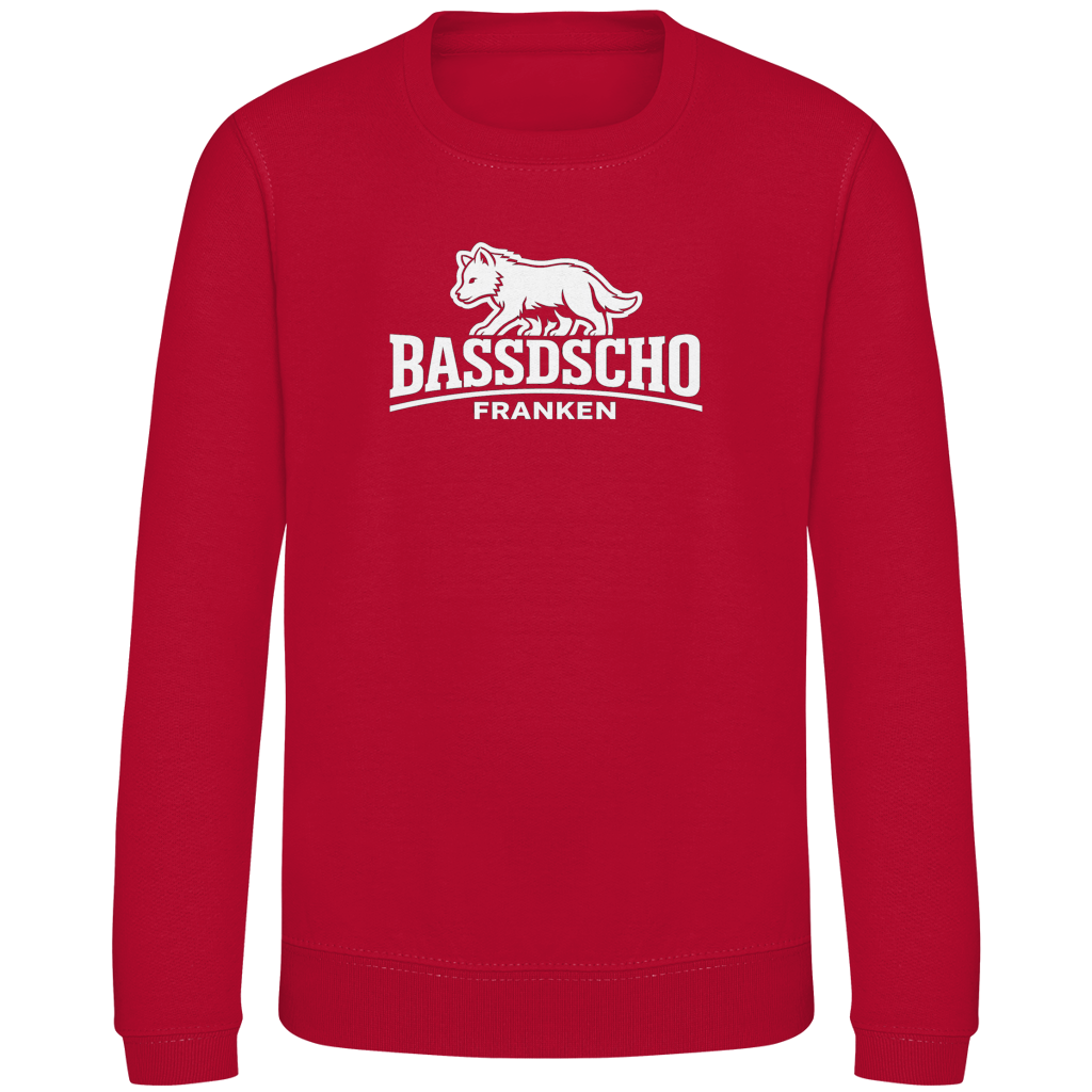 Kinder Sweatshirt Bassdscho Franken Wolf weiß langer Strich