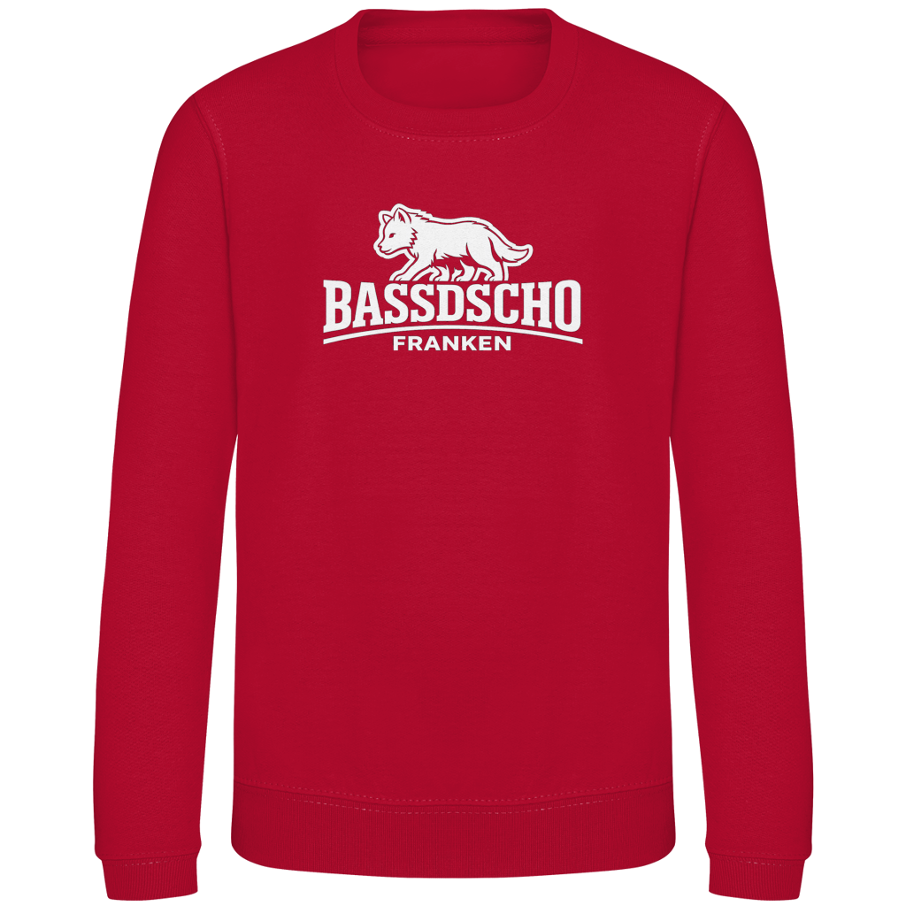 Kinder Sweatshirt Bassdscho Franken Wolf weiß langer Strich