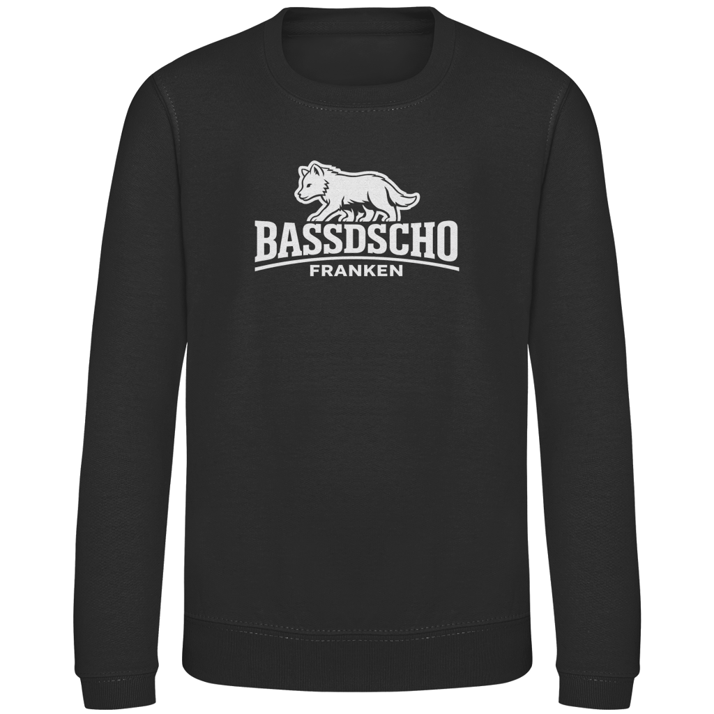 Kinder Sweatshirt Bassdscho Franken Wolf weiß langer Strich