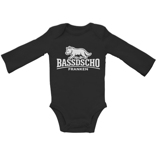 Baby Bio Bodysuite Langarm Bassdscho Franken Wolf weiß langer Strich