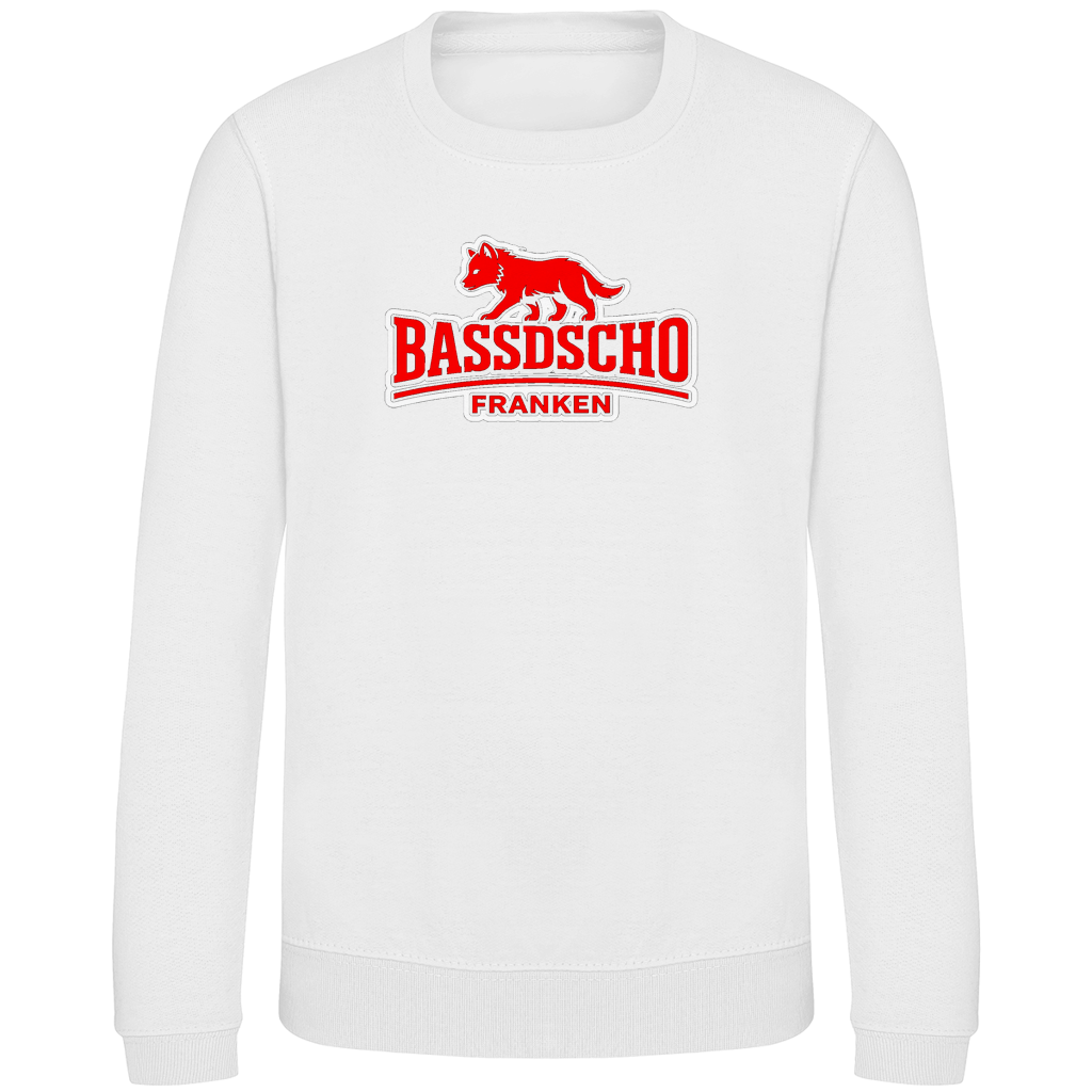 Kinder Sweatshirt Bassdscho Franken Wolf Rot weiß umrandet
