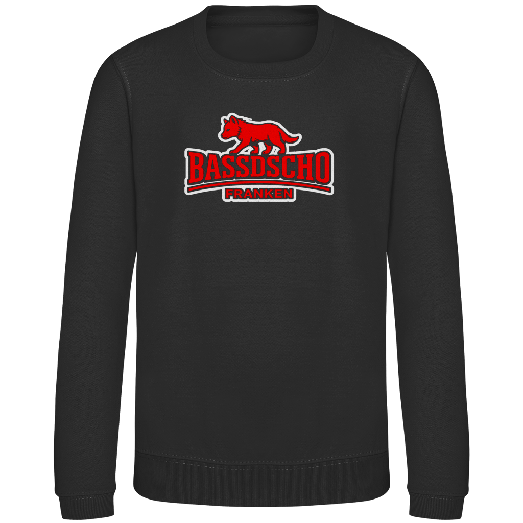 Kinder Sweatshirt Bassdscho Franken Wolf Rot weiß umrandet