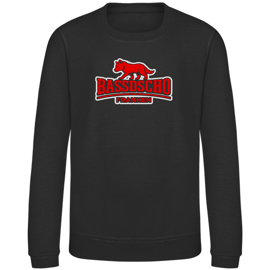 Kinder Sweatshirt Bassdscho Franken Wolf Rot weiß umrandet