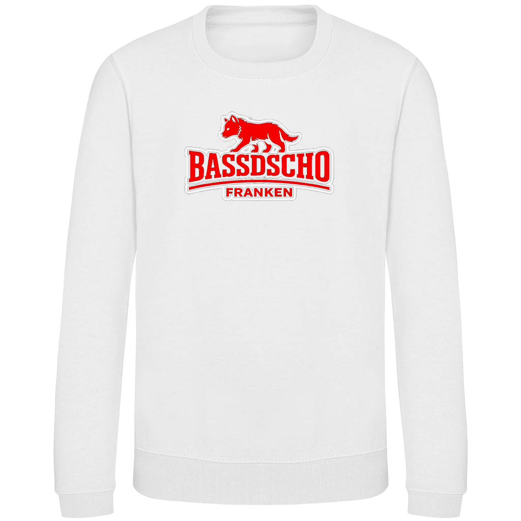 Kinder Sweatshirt Bassdscho Franken Wolf Rot weiß umrandet