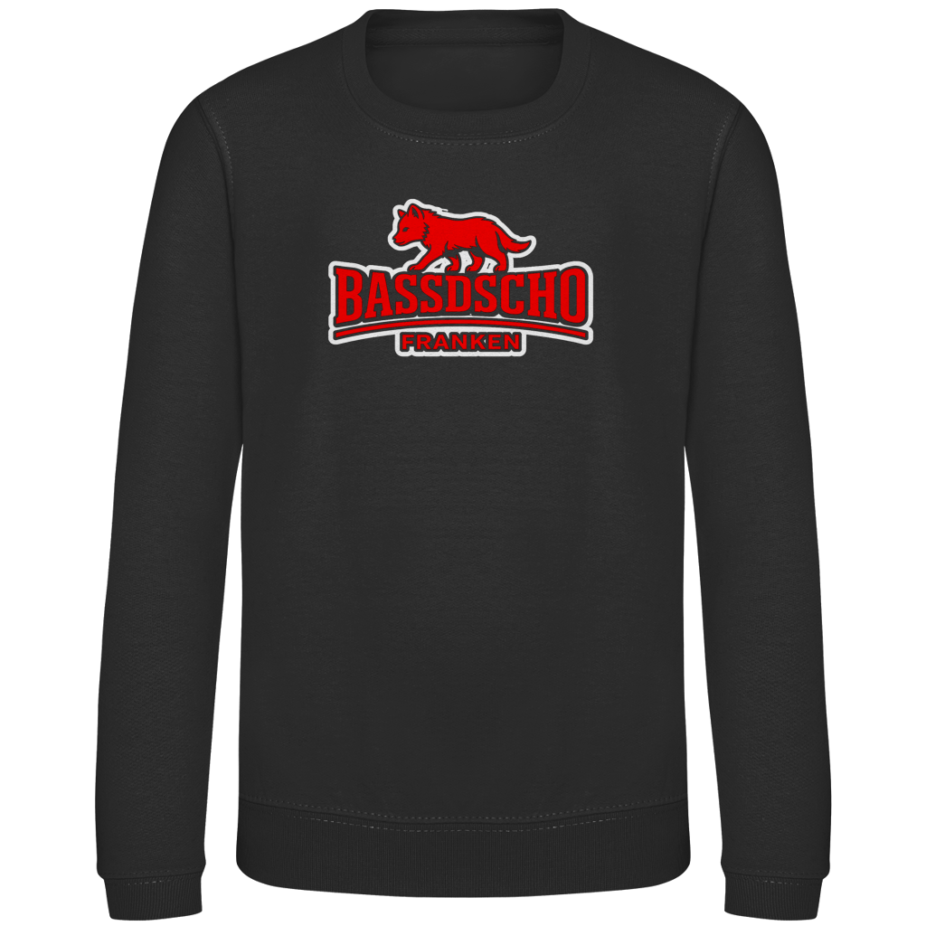 Kinder Sweatshirt Bassdscho Franken Wolf Rot weiß umrandet