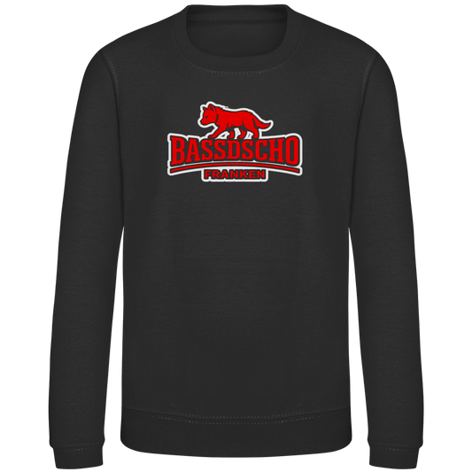Kinder Sweatshirt Bassdscho Franken Wolf Rot weiß umrandet