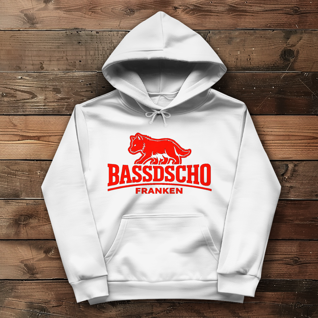 Damen Hoodie Bassdscho Franken Wolf Rot langer strich