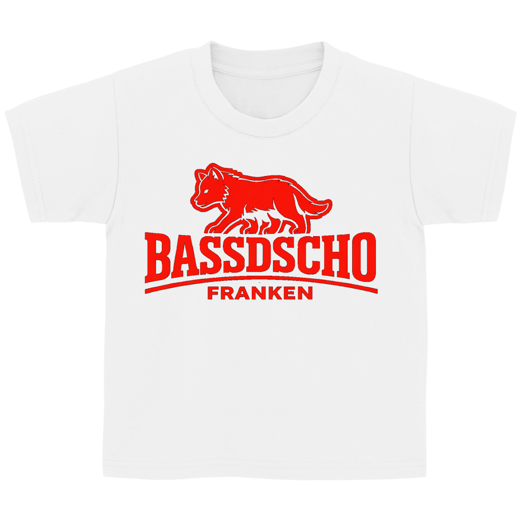 Kinder Basic T-Shirt Bassdscho Franken Wolf Rot langer strich