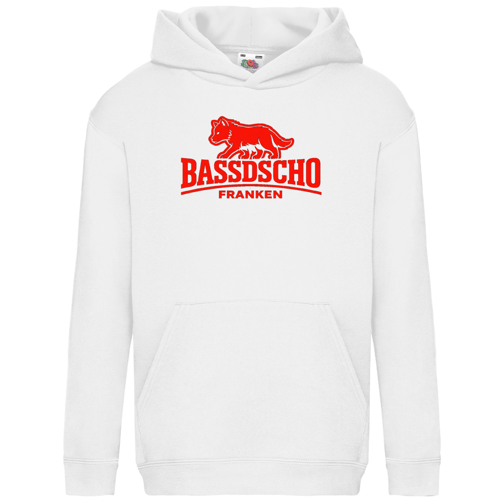 Kids Basic Hoodie Bassdscho Franken Wolf Rot langer strich
