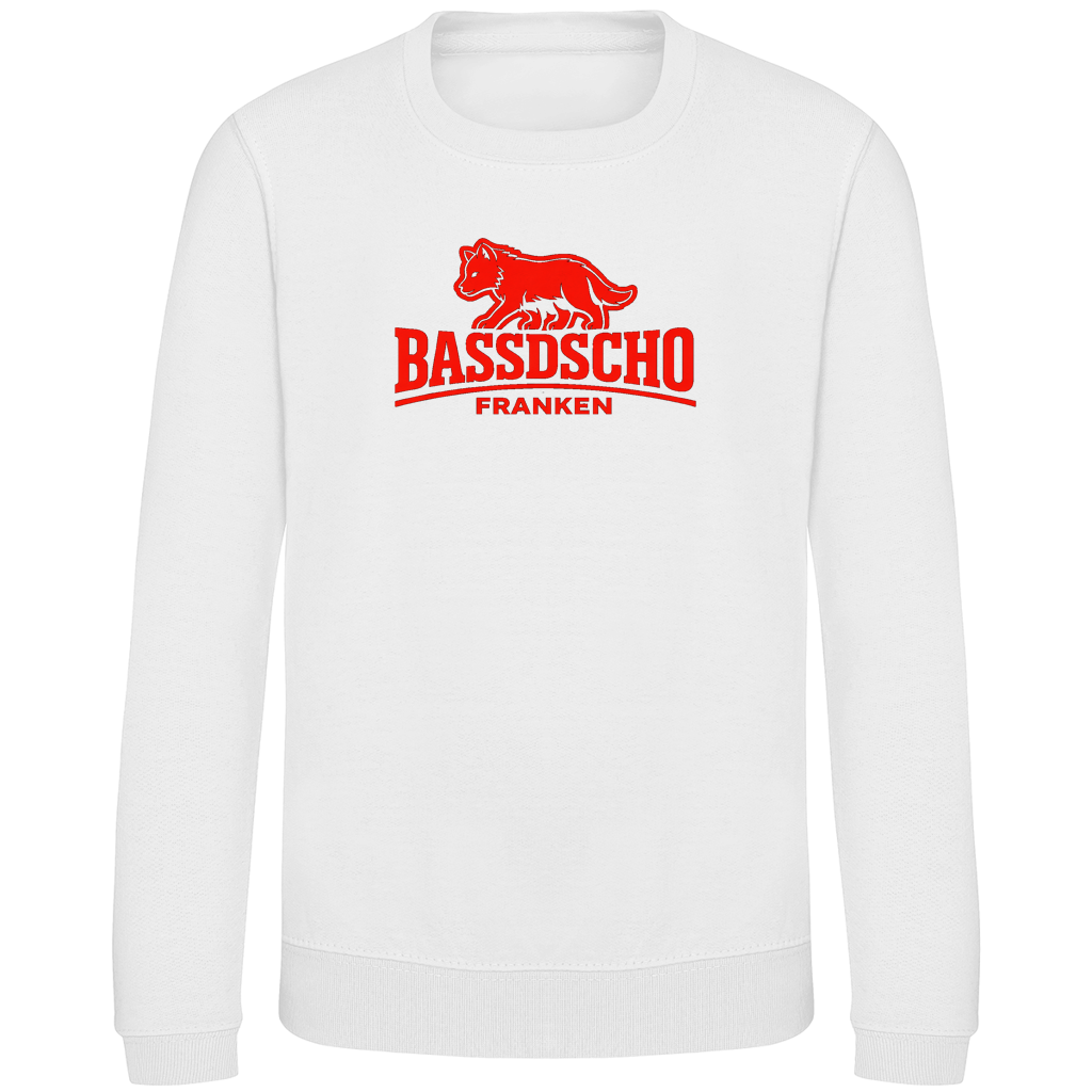 Kinder Sweatshirt Bassdscho Franken Wolf Rot langer strich