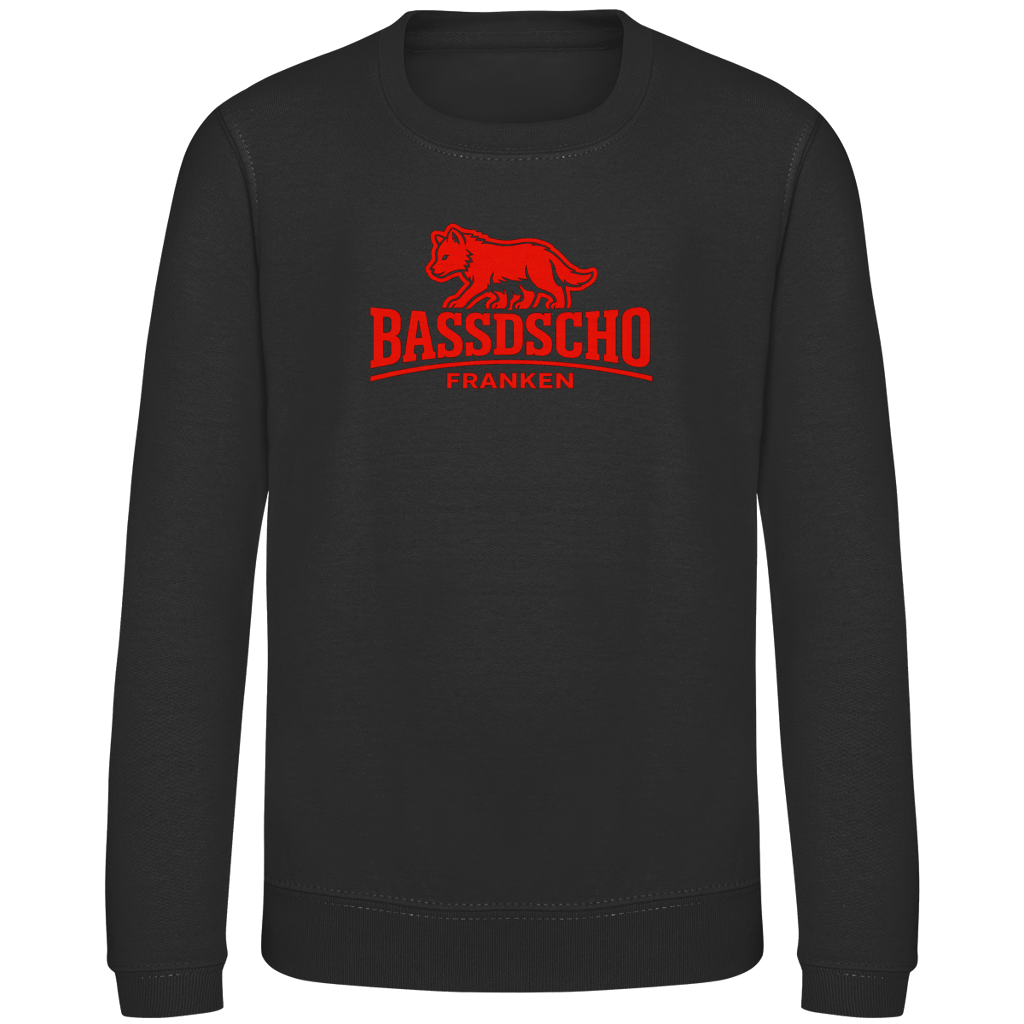 Kinder Sweatshirt Bassdscho Franken Wolf Rot langer strich
