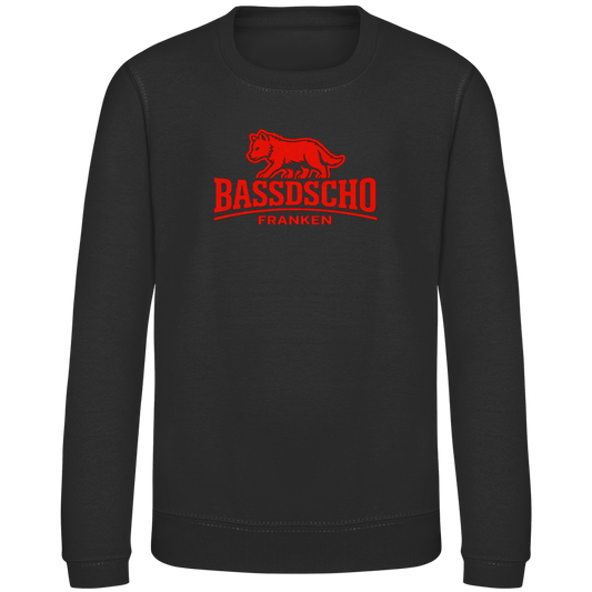 Kinder Sweatshirt Bassdscho Franken Wolf Rot langer strich