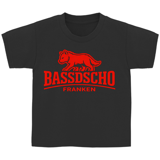 Kinder Basic T-Shirt Bassdscho Franken Wolf Rot langer strich