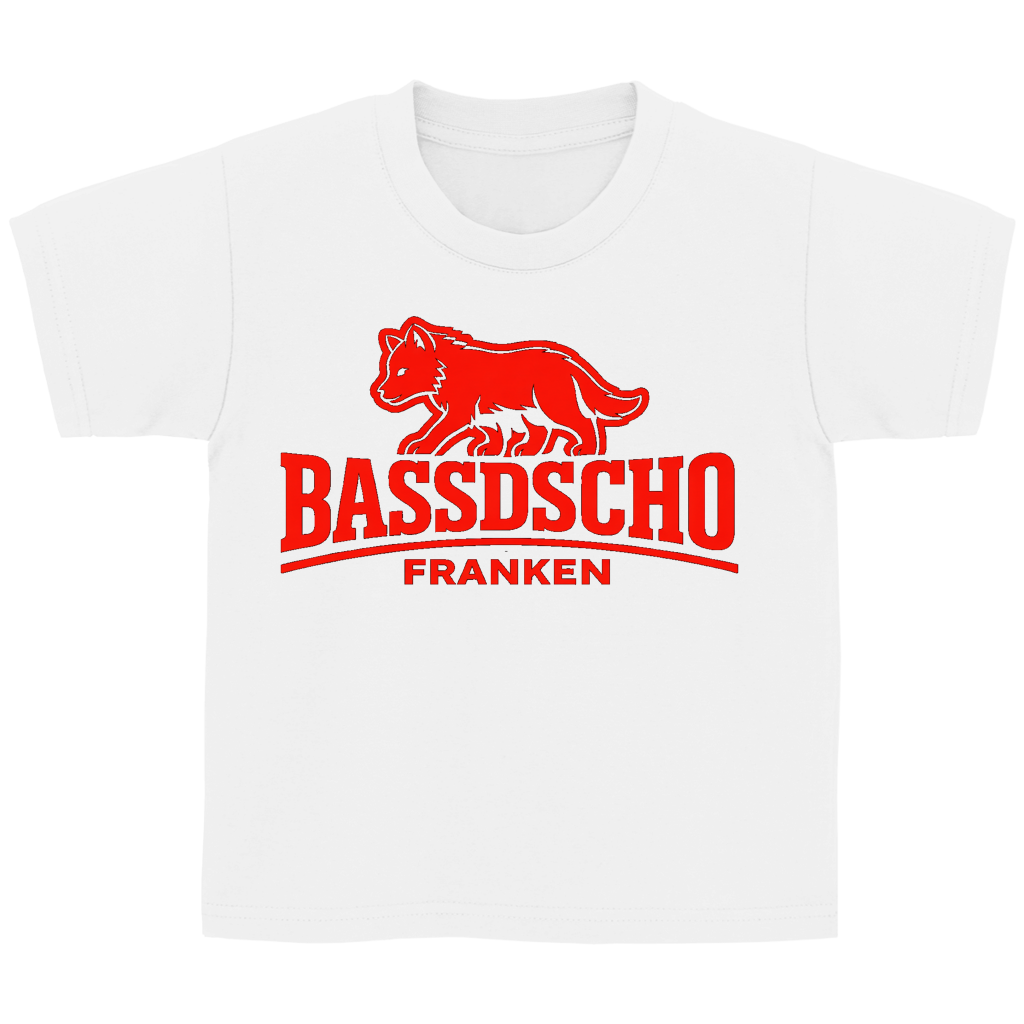 Kinder Basic T-Shirt Bassdscho Franken Wolf Rot langer strich